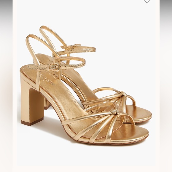 J. Crew Shoes - J. Crew Skinny-strap knotted Metallic Gold Strappy Block Heel Sandals size 6